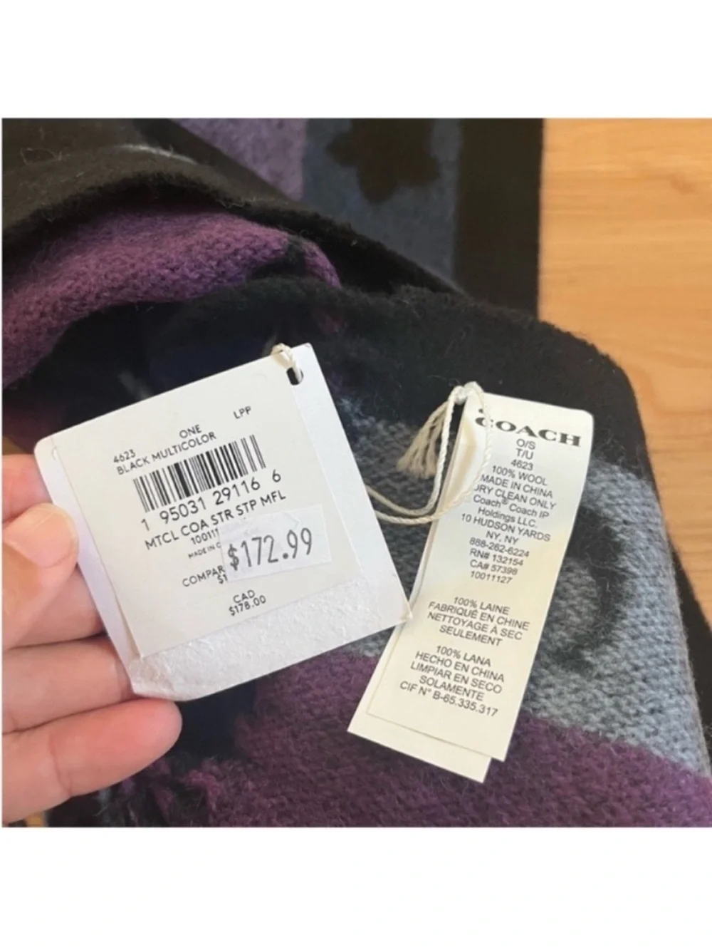 Coach Coach Stars Striped Print Muffler 100% Wool# 4623